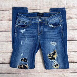 Judy Blue Leopard Print Distressed Skinny Jeans | Size 3/26 | Medium Wash Ripped